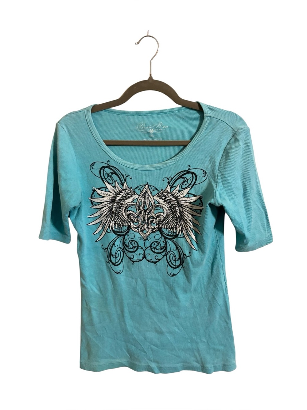 Praire‎ Rose Y2K Blue Wing Grunge Babydoll Top Medium